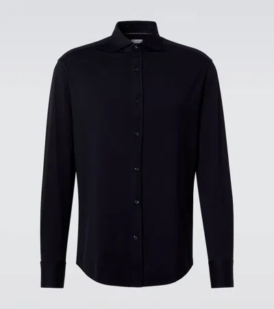 Brunello Cucinelli Cotton Shirt In Navy