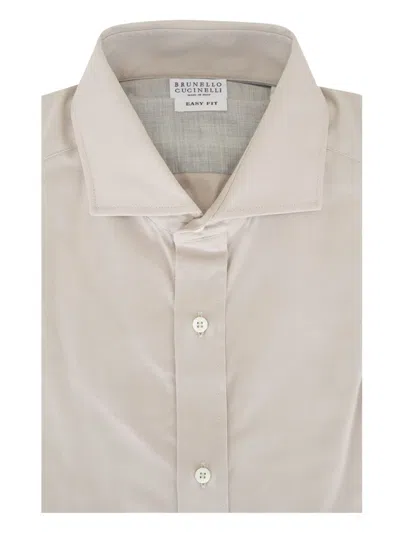 Brunello Cucinelli Cotton Shirt In Neutrals