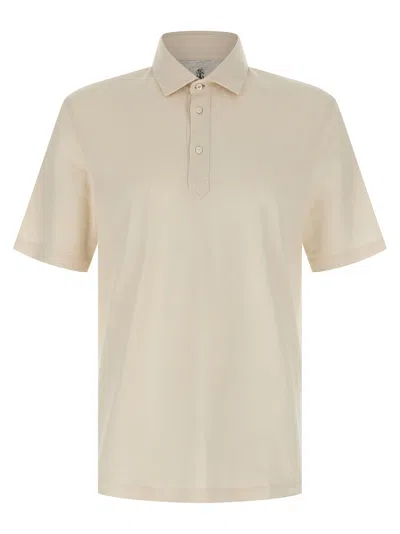 BRUNELLO CUCINELLI COTTON SHIRT POLO BEIGE