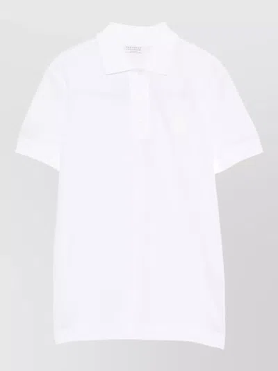 Brunello Cucinelli Cotton Shirt Polo Collar Short Sleeves In White