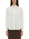 Brunello Cucinelli Women's Cotton Poplin Shirt W Monili Trim At Collar In White