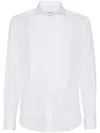 Brunello Cucinelli Pleated Bib Shirt In White