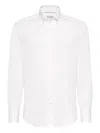 Brunello Cucinelli Men's Basic Fit Solid Sport Shirt With Button-down Collar In White