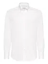 Brunello Cucinelli Men's Basic Fit Solid Sport Shirt With Button-down Collar In White
