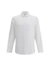 Brunello Cucinelli Linen Shirt With Back Yoke And Curved Hem In White