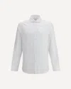 Brunello Cucinelli Linen Shirt With Back Yoke And Curved Hem In White