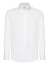 Brunello Cucinelli Button-down Collar Cotton Shirt With Curved Hem In White