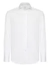 Brunello Cucinelli Button-down Collar Cotton Shirt With Curved Hem In White