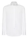 Brunello Cucinelli Button-down Collar Cotton Shirt With Curved Hem In White