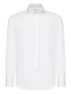 Brunello Cucinelli Button-down Collar Cotton Shirt With Curved Hem In White