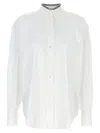 Brunello Cucinelli Neck Shirt With Sleeves And Pleated Back In White
