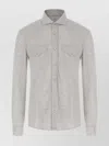 Brunello Cucinelli Cotton Shirt With Collar And Pockets In Gray