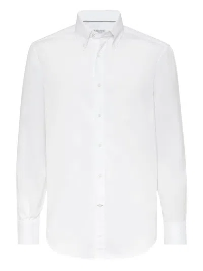 Brunello Cucinelli Cotton Shirt With Front Closure And Button-down Col In White