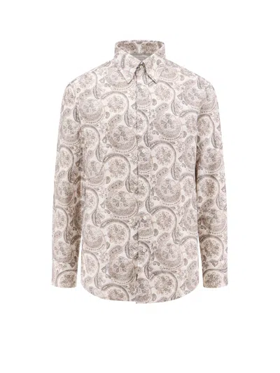 Brunello Cucinelli Shirt With Paisley Print In Brown