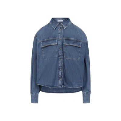 Brunello Cucinelli Cotton Shirt Women In Blue