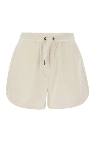 Brunello Cucinelli Cotton Shorts In Nude