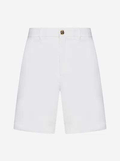 Brunello Cucinelli Pleated Cotton-twill Drawstring Bermuda Shorts In White