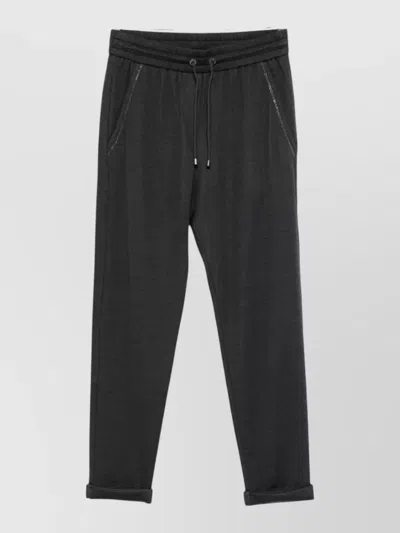 Brunello Cucinelli Cotton Silk Blend Trousers Side Pockets In Black