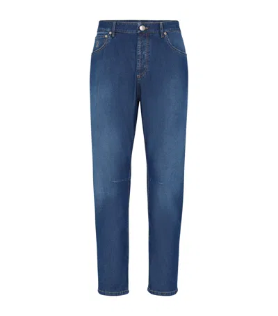 Brunello Cucinelli Cotton-silk Comfort Jeans In Blue