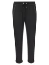 Brunello Cucinelli Cotton-silk Fleece Trousers With Shiny Pocket In Black