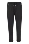 Brunello Cucinelli Cotton-silk Fleece Trousers With Shiny Pocket In Black