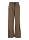 Brunello Cucinelli Brown Pants With Elastic Drawstring Waist And Monil Detail On The Side In Cotton Blend Woman In Brown