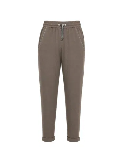 Brunello Cucinelli Cotton Silk Joggers In Green