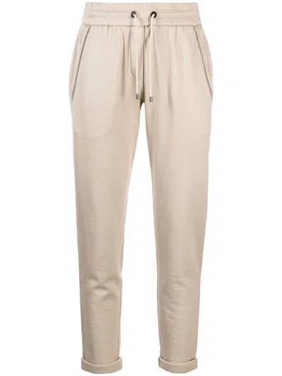Brunello Cucinelli Cotton Trousers In Beige