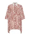 Brunello Cucinelli Women Cotton And Silk Ethnic Print Poplin Shirt With Monili In Clay Red