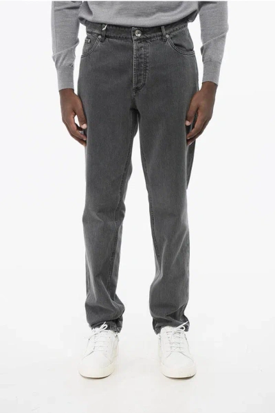 Brunello Cucinelli Cotton Slim Fit Denims With Belt Loops 16cm