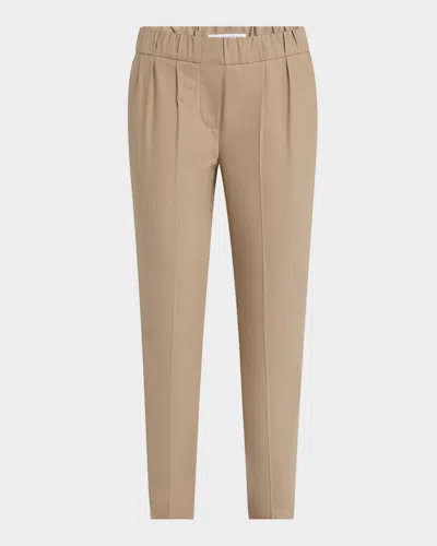Brunello Cucinelli Cotton Slim-leg Ankle Pull-on Pants In C8704 Nutshell