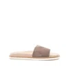 Brunello Cucinelli Suede Slide With Logo Print