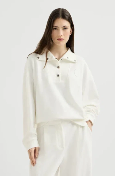 Brunello Cucinelli Cotton Smooth French Terry Sweatshirt With Logo In Pattern