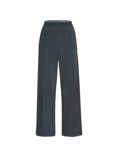 Brunello Cucinelli Cotton Smooth French Terry Track Trousers In Blue