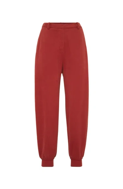 Brunello Cucinelli Cotton Smooth French Terry Trousers In Red