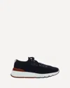 Brunello Cucinelli Gros Grain Logo Blue Sneakers In Black