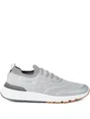 Brunello Cucinelli Techno Cotton Knit Runners With Heat Tape In Gray