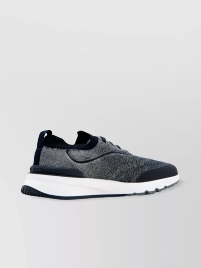 BRUNELLO CUCINELLI COTTON SNEAKERS WITH KNIT UPPER AND PULL TAB