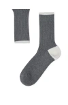 Brunello Cucinelli Cotton Ribbed Mid-calf Socks In Grey