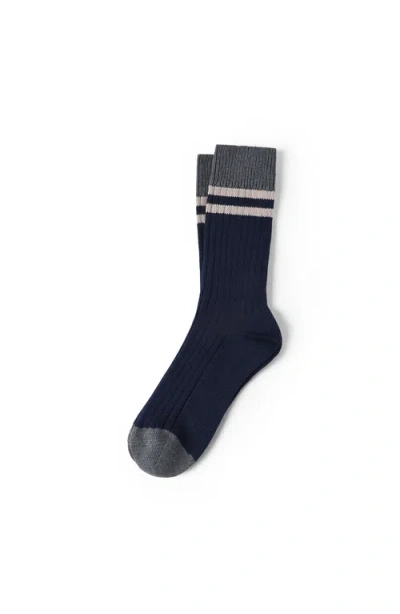 Brunello Cucinelli Cotton Socks With Stripes In Black