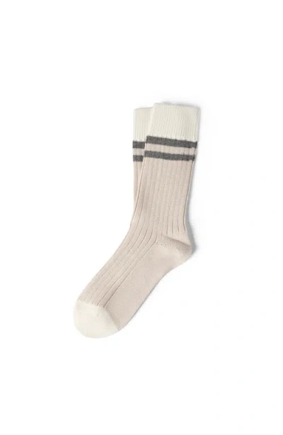 Brunello Cucinelli Cotton Socks With Stripes In Gray