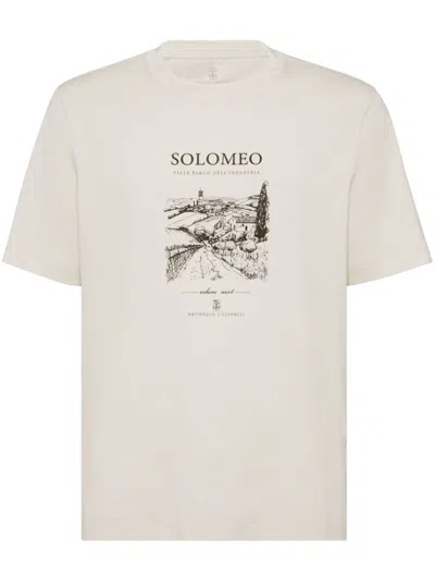 BRUNELLO CUCINELLI COTTON SOLOMEO GRAPHIC PRINT T-SHIRT