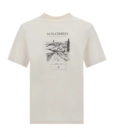 Brunello Cucinelli Grey Cotton Jersey Milano T-shirt In White