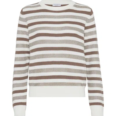 Brunello Cucinelli Cotton Sparkling Yarn Sweater In Multi