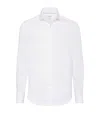 Brunello Cucinelli Spread-collar Long-sleeve Shirt In White