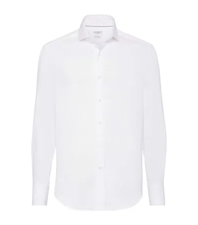 BRUNELLO CUCINELLI COTTON SPREAD-COLLAR SHIRT