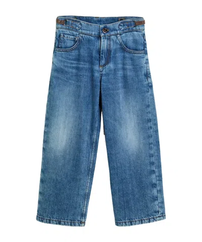 Brunello Cucinelli Kids' Cotton Straight Jeans In Blue