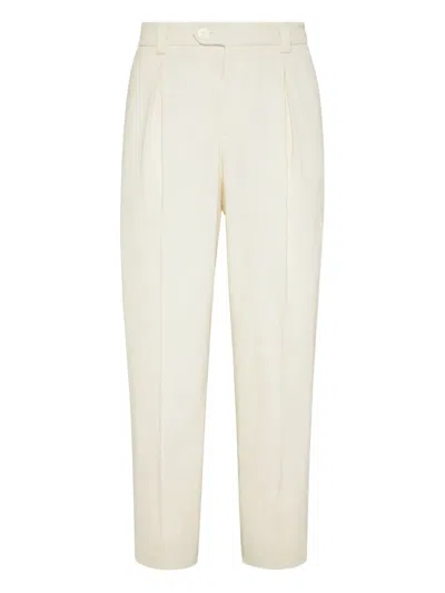 Brunello Cucinelli Cotton Straight-leg Trousers In Neutral