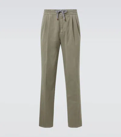 Brunello Cucinelli Cotton Straight Pants In Gray