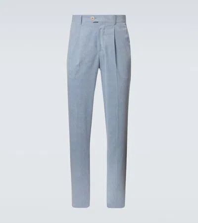 Brunello Cucinelli Cotton Straight Pants In Blue